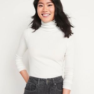 Old Navy Rib-Knit White Turtleneck Sweater Top For Women Size Large